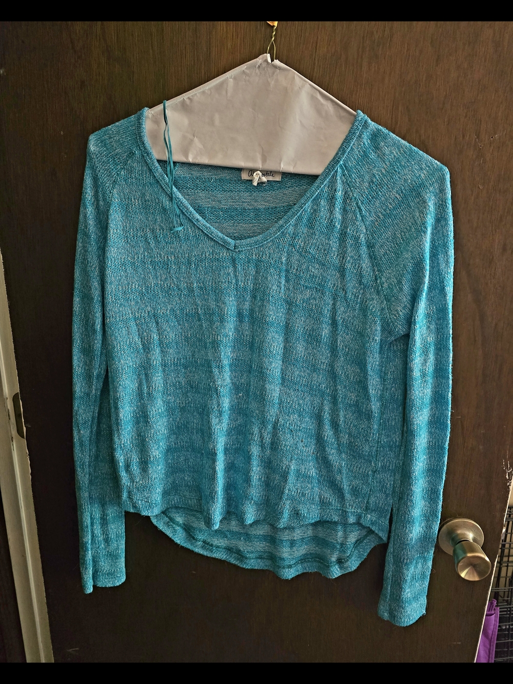 Aeropostale Teal V-Neck Long Sleeve Lightweight Knit Top